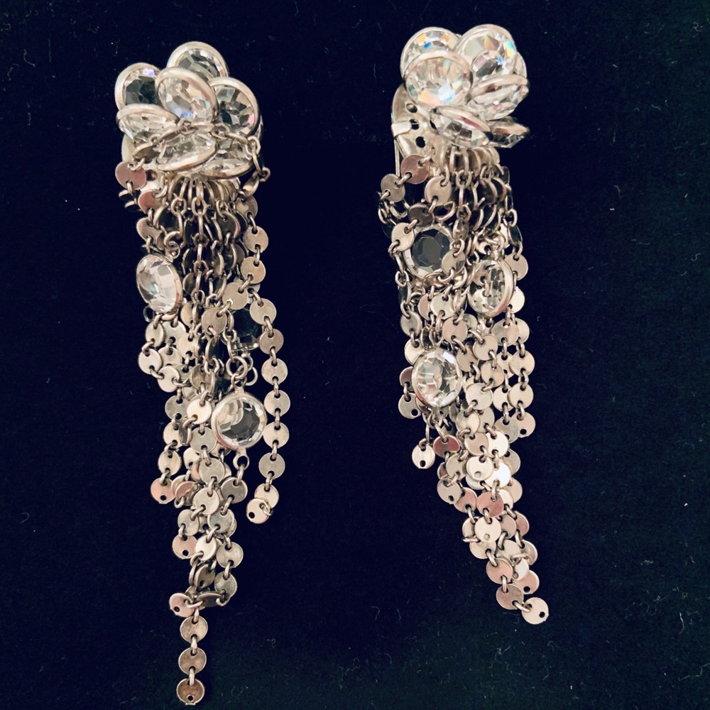 Vintage Mesh & crystal cluster clip earrings